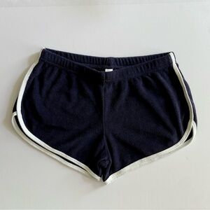 AMERICAN APPAREL NAVY TERRY CLOTH WHITE TRIM INTERLOCK SHORT SHORTS XS